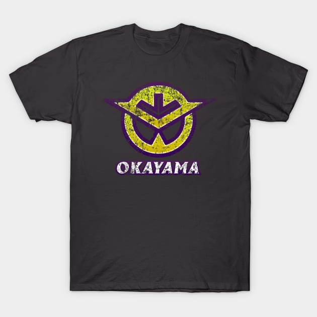 Okayama Prefecture Japanese Symbol Distressed T-Shirt by PsychicCat